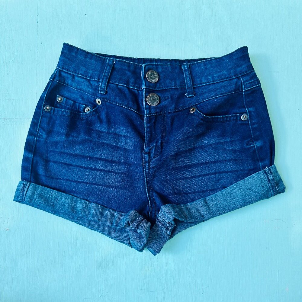 Aeropostale High Waisted Shorts Dark Denim Wash Women's Size 00 Yolk Waist
